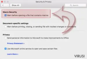 Disable Macros on Mac OS X. Step 3