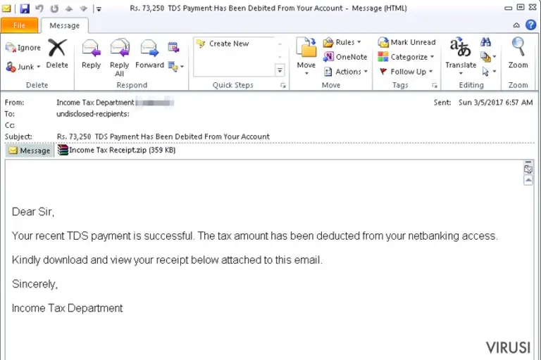 Income Tax Receipt virus