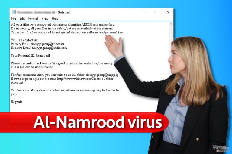 Poruka ransomware virusa Al-Namrood