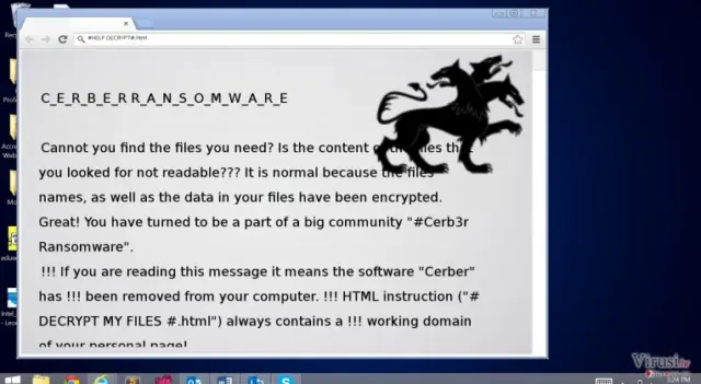 The note left by Cerber 3.0 virus