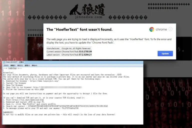 GandCrab spreads via fake Hoefler text font updates