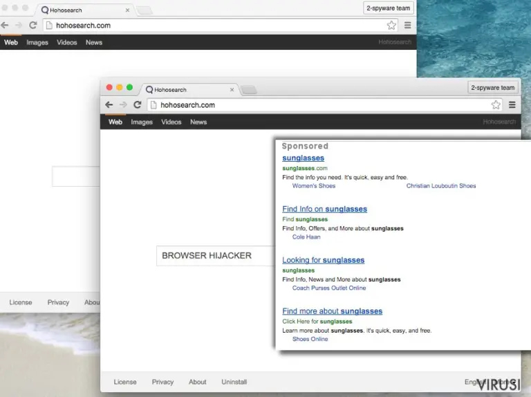 Hohosearch.com browser hijacker presents a bogus search engine