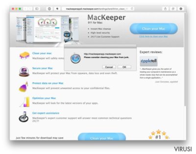 MacKeeper pop-upovi na razičitim stranicama