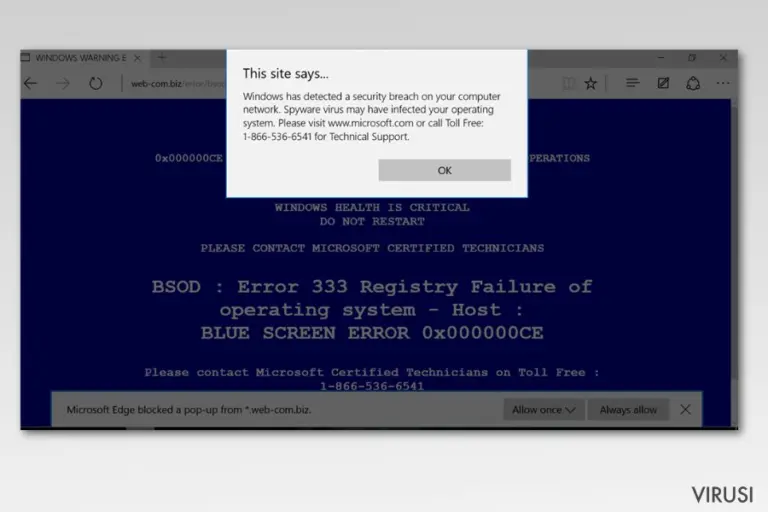 Microsoft Edge virus example