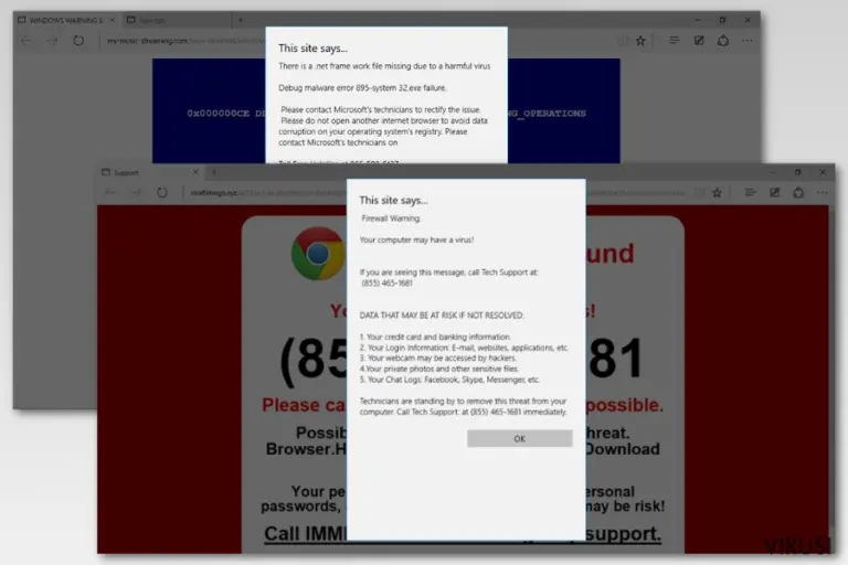 Microsoft Edge virus examples
