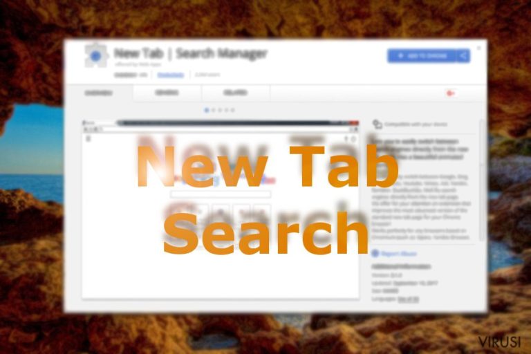 Slika koja prikazuje New Tab Search na Chrome web trgovini