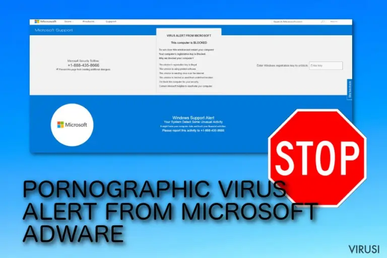 PORNOGRAPHIC VIRUS ALERT FROM MICROSOFT pop-up scam