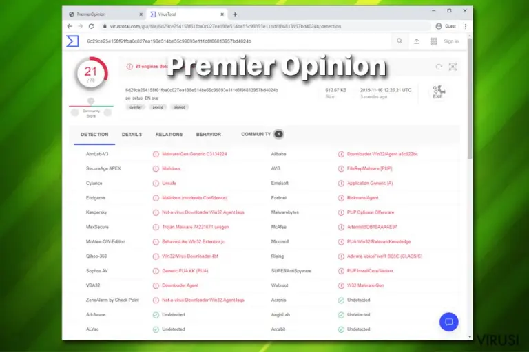 Premier Opinion virus detection rates