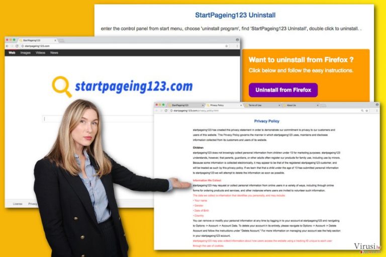 Ilustracija virusa StartPageing123.com