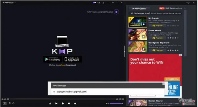 The picture showing KMPlayer ads
