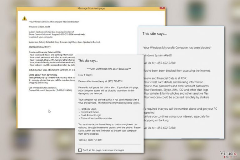 Your Windows (Microsoft) Computer has been blocked virus